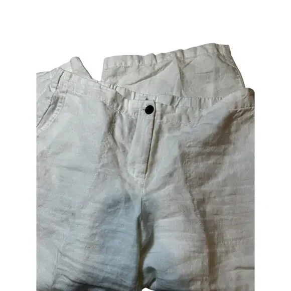 J. Jill Medium Petite Love linen stretch Zip white Wide Leg Capri pants - Picture 5 of 6